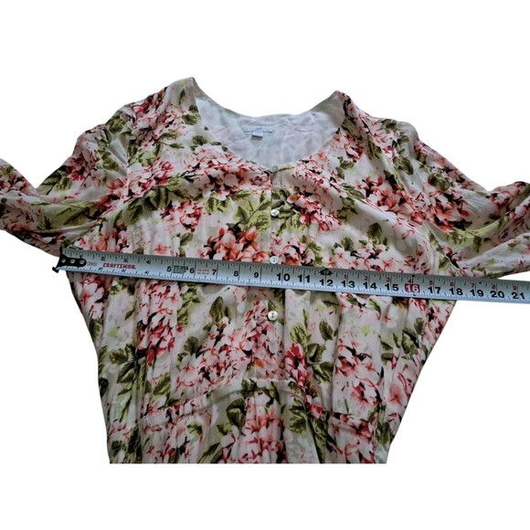 J Jill Dress Womens Large Cream Midi Pebble Hydrangea Floral Pockets Cottagecore - Picture 12 of 13